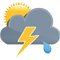 Lluvia débil con cielo parcialmente nuboso