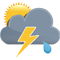 Lluvia débil con cielo parcialmente nuboso