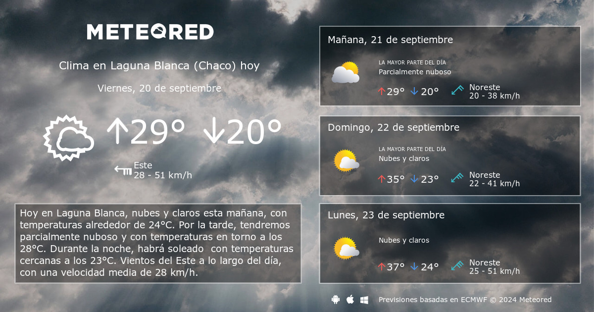 Clima en Laguna Blanca Chaco . El tiempo a 14 d as Meteored