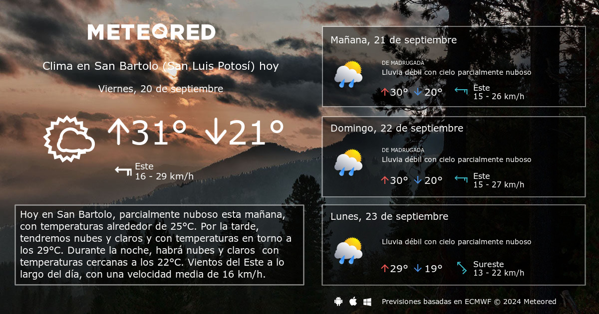 Clima en San Bartolo San Luis Potos . El tiempo a 14 d as Meteored