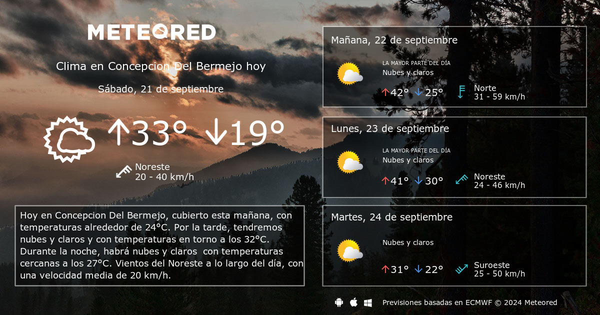 Clima en Concepcion Del Bermejo. El tiempo a 14 d as Meteored