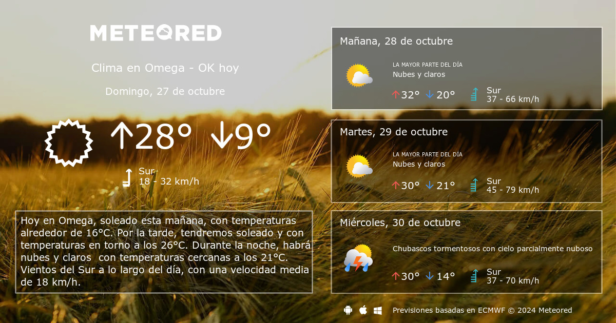 Clima en Omega OK. El tiempo a 14 d as Meteored