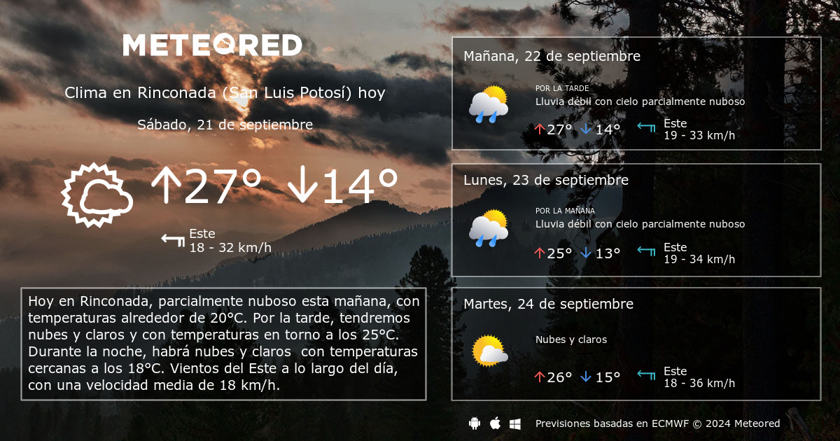 Clima en Rinconada San Luis Potos . El tiempo a 14 d as Meteored